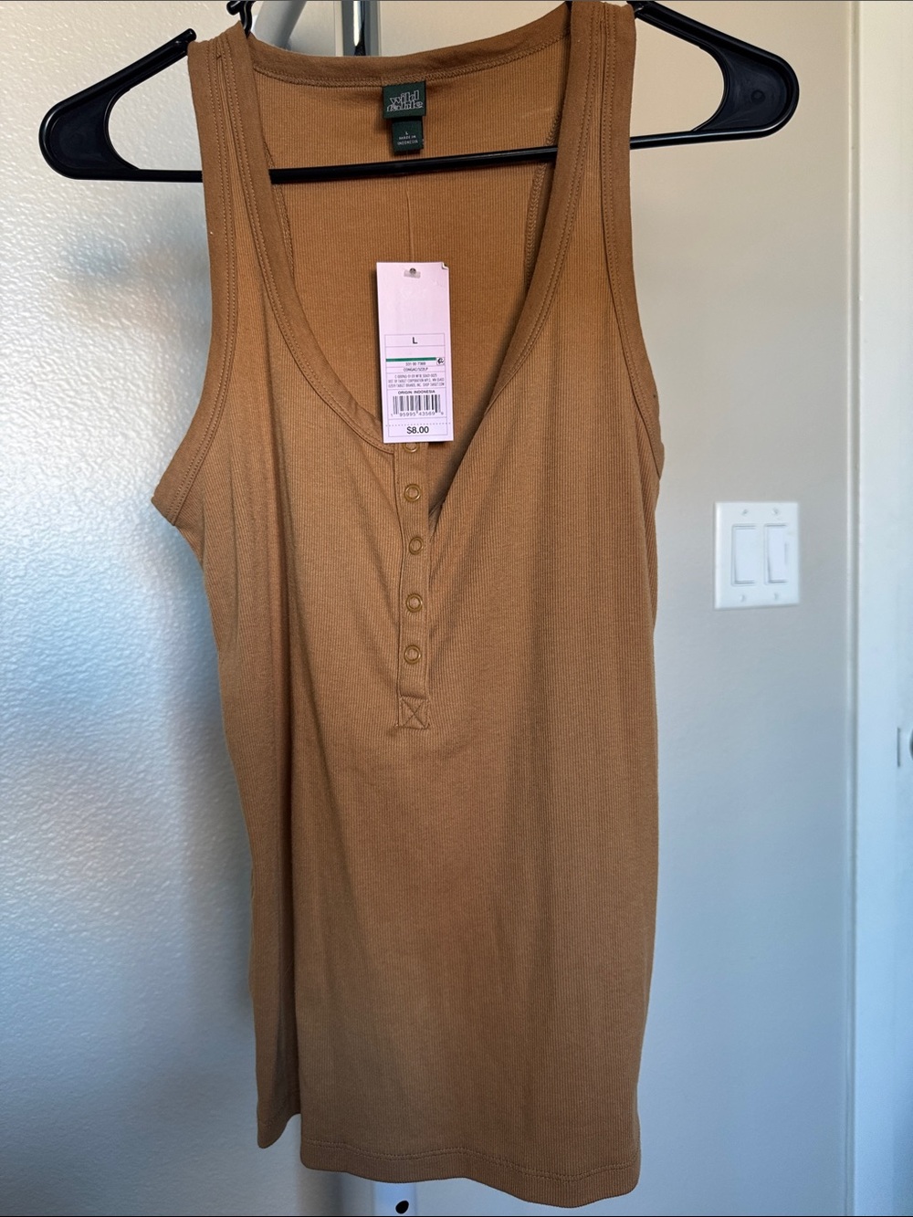 wild fable Tan Ribbed Henley Tank Top